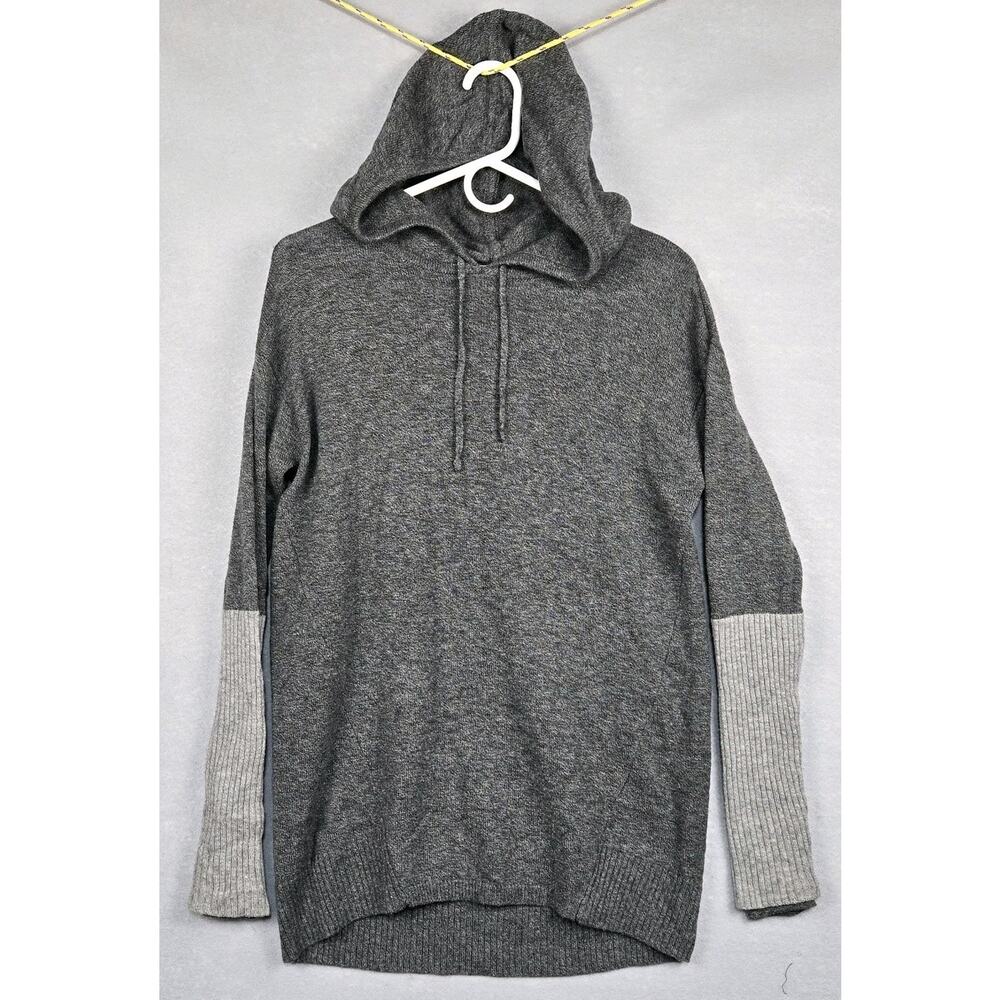 Athleta Hooded Sweater 100% Merino X Fine Wool Gray Size Small